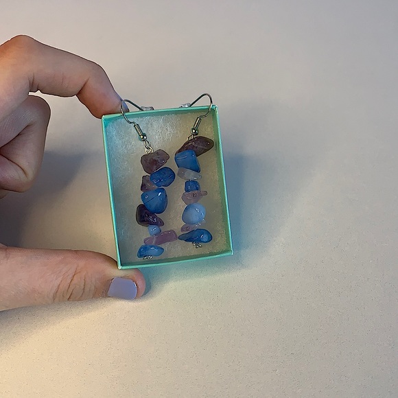 Jewelry - Homemade Crystal earrings. MADE TO ORDER. Blue/purple silver